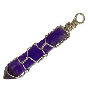 Authentic Stunning 2.5" Amethyst Wire-Wrapped Pendant